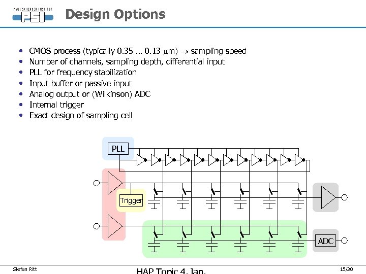 Design Options • • CMOS process (typically 0. 35 … 0. 13 mm) sampling