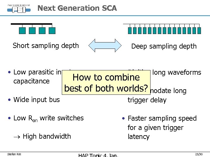 Next Generation SCA Short sampling depth • Low parasitic input How capacitance Deep sampling