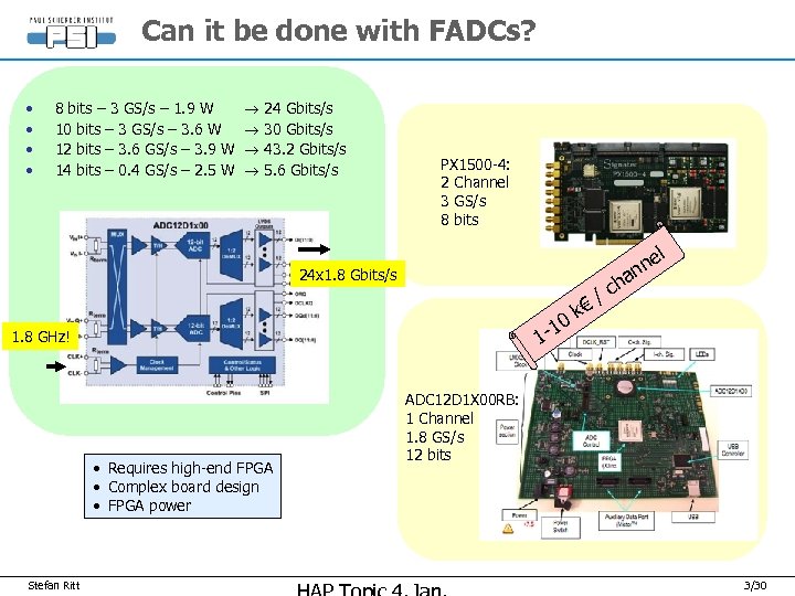 Can it be done with FADCs? • • 8 bits – 3 GS/s –