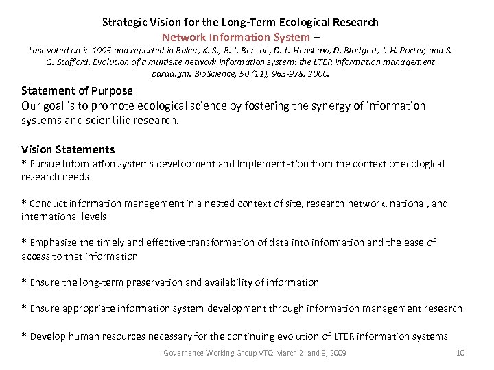 Strategic Vision for the Long-Term Ecological Research Network Information System – Last voted on