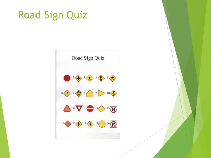 Road Sign Quiz 