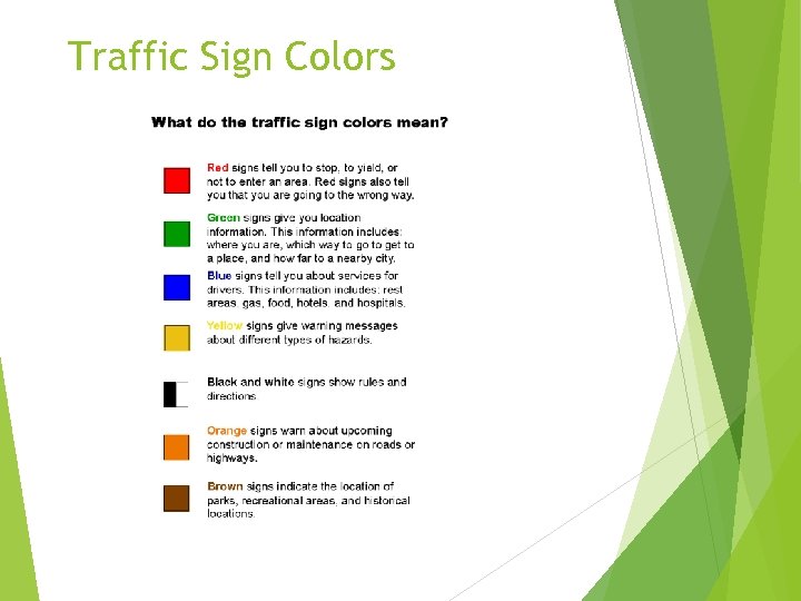 Traffic Sign Colors 