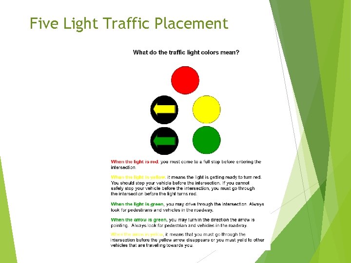 Five Light Traffic Placement 