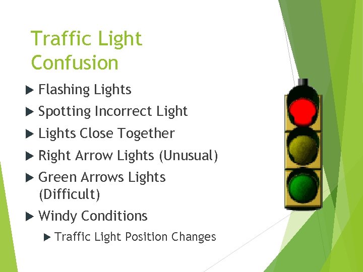 Traffic Light Confusion Flashing Lights Spotting Incorrect Lights Close Together Right Arrow Lights (Unusual)