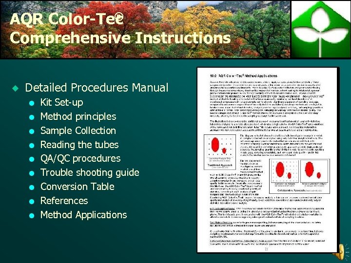 ® AQR Color-Tec Comprehensive Instructions u Detailed Procedures Manual l l l l Kit
