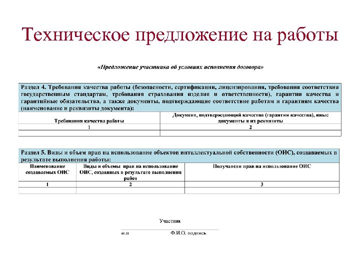 Техническое предложение на работы 
