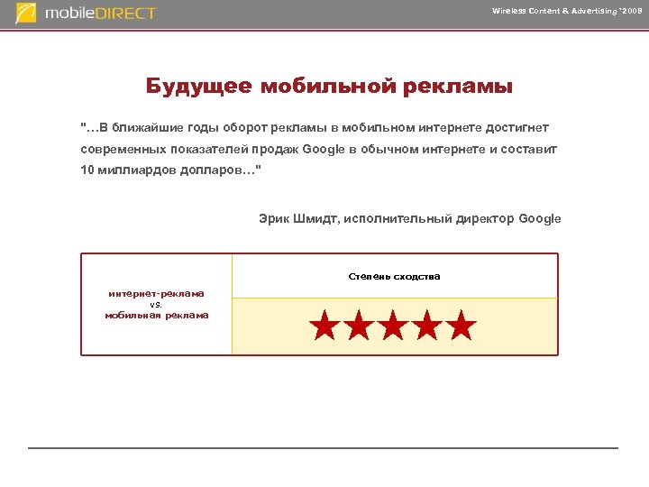 Wireless Content & Advertising ‘ 2008 Будущее мобильной рекламы 