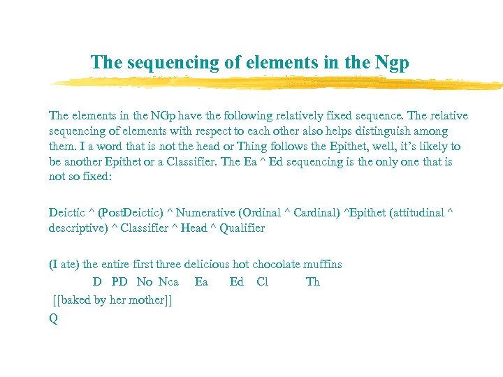 The sequencing of elements in the Ngp The elements in the NGp have the