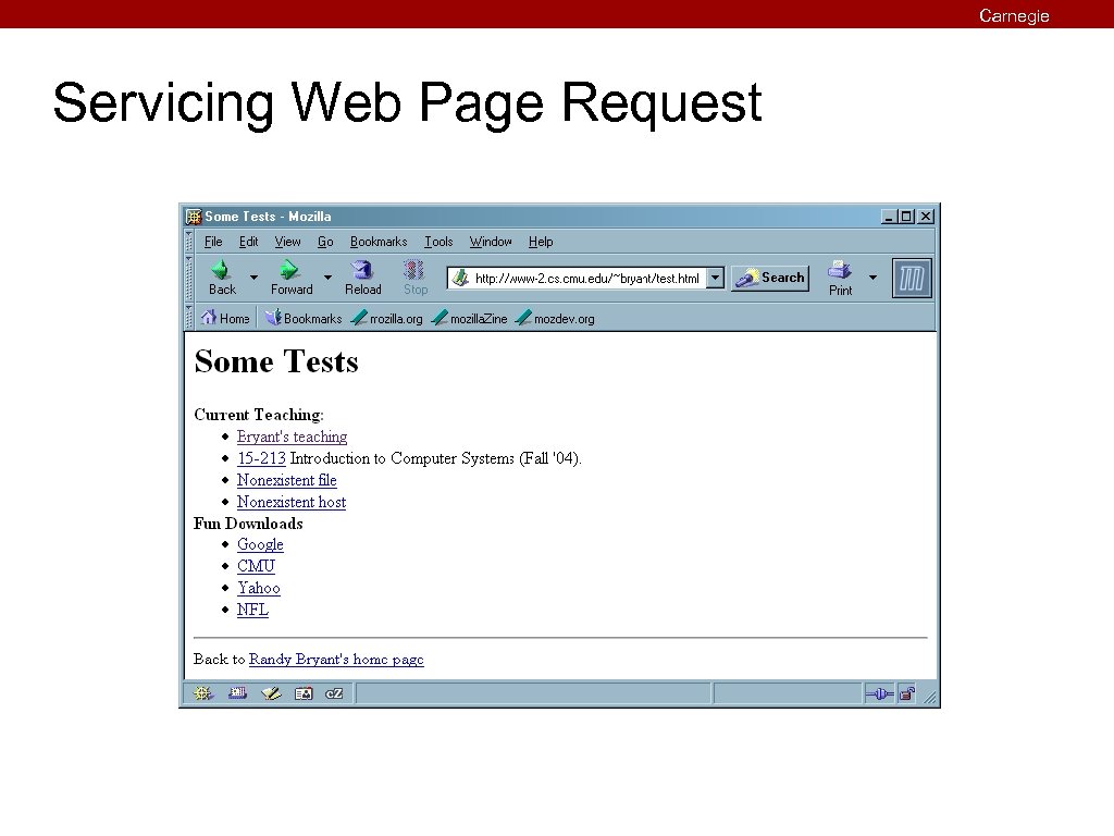 Carnegie Mellon Servicing Web Page Request 