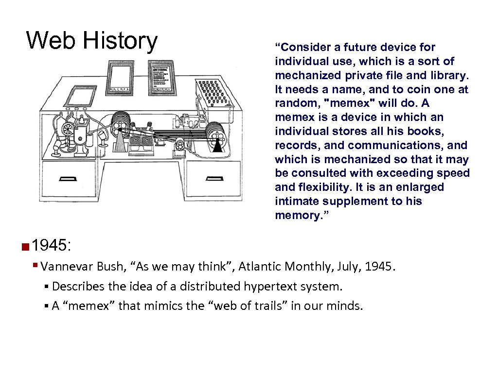 Web History ¢ “Consider a future device for individual use, which is a sort