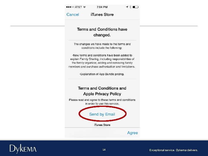 14 Exceptional service. Dykema delivers. 