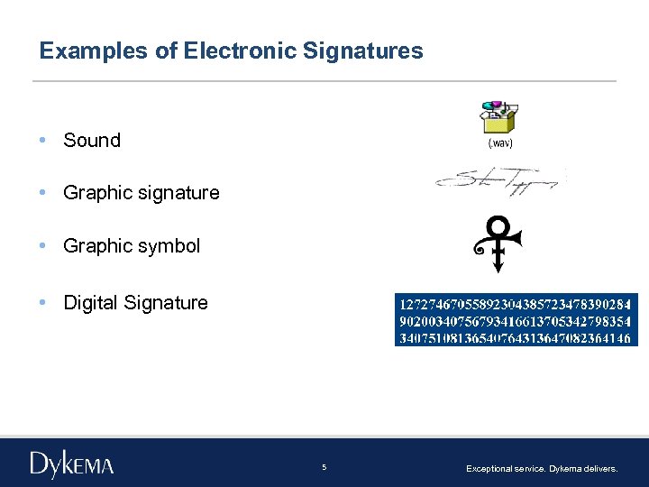Examples of Electronic Signatures • Sound • Graphic signature • Graphic symbol • Digital