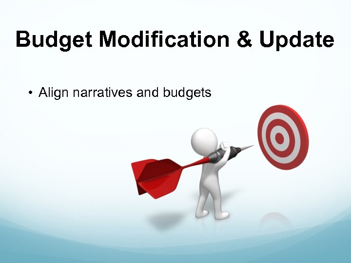 Budget Modification & Update • Align narratives and budgets 