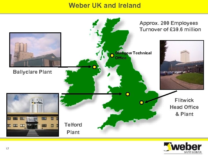  Weber UK and Ireland Approx. 200 Employees Turnover of £ 39. 6 million