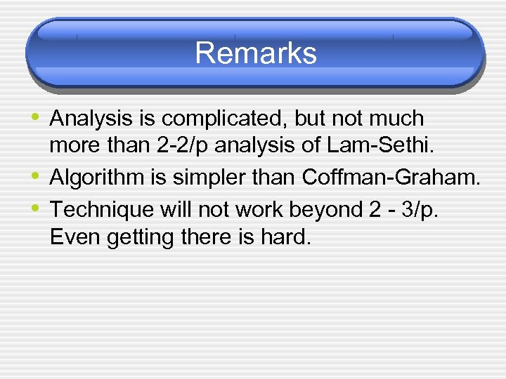 Remarks • Analysis is complicated, but not much • • more than 2 -2/p