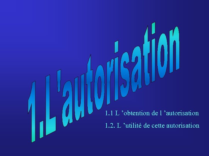 1. 1 L ’obtention de l ’autorisation 1. 2. L ’utilité de cette autorisation