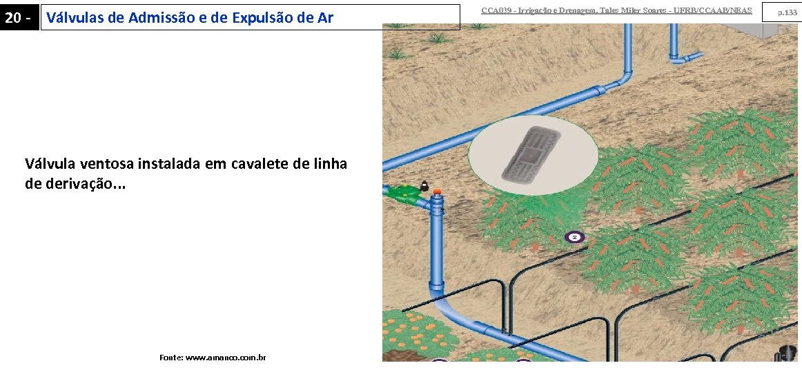 20 - Válvulas de Admissão e de Expulsão de Ar Válvula ventosa instalada em