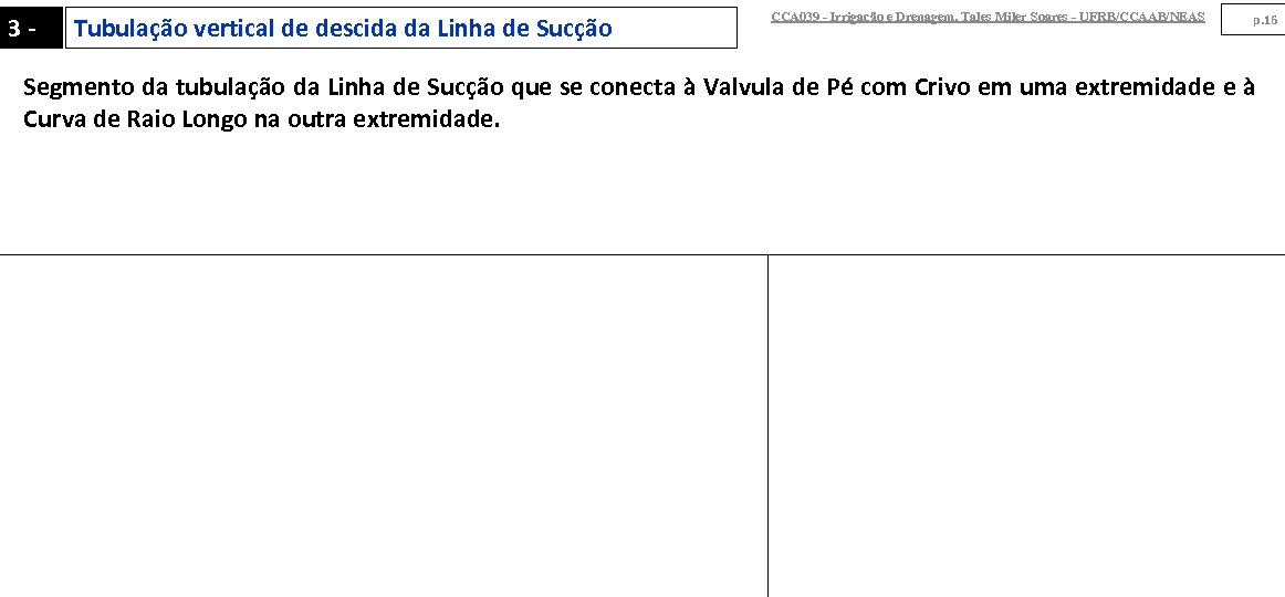 3 - Tubulação vertical de descida da Linha de Sucção CCA 039 - Irrigação