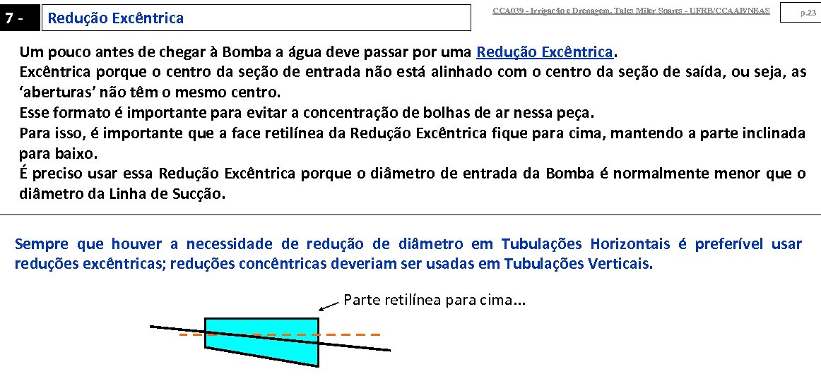 7 - Redução Excêntrica CCA 039 - Irrigação e Drenagem. Tales Miler Soares -