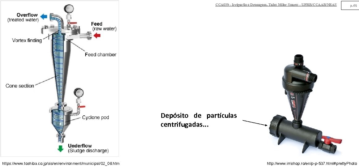 CCA 039 - Irrigação e Drenagem. Tales Miler Soares - UFRB/CCAAB/NEAS p. 46 Depósito