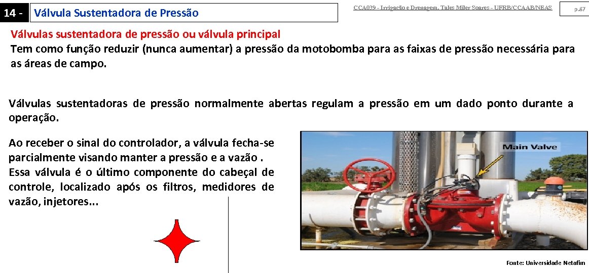 14 - Válvula Sustentadora de Pressão CCA 039 - Irrigação e Drenagem. Tales Miler