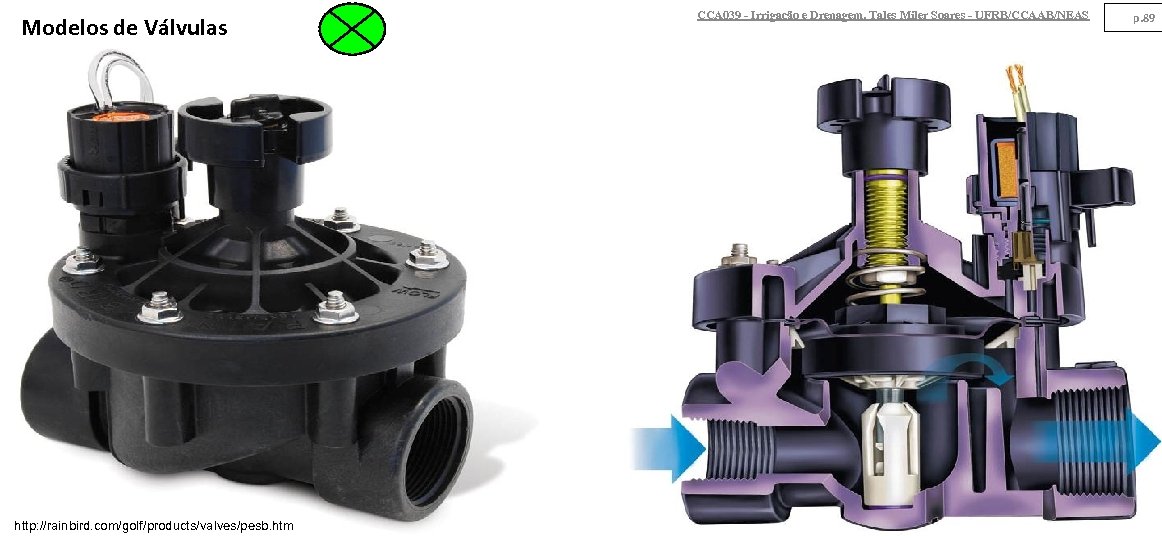 Modelos de Válvulas http: //rainbird. com/golf/products/valves/pesb. htm CCA 039 - Irrigação e Drenagem. Tales