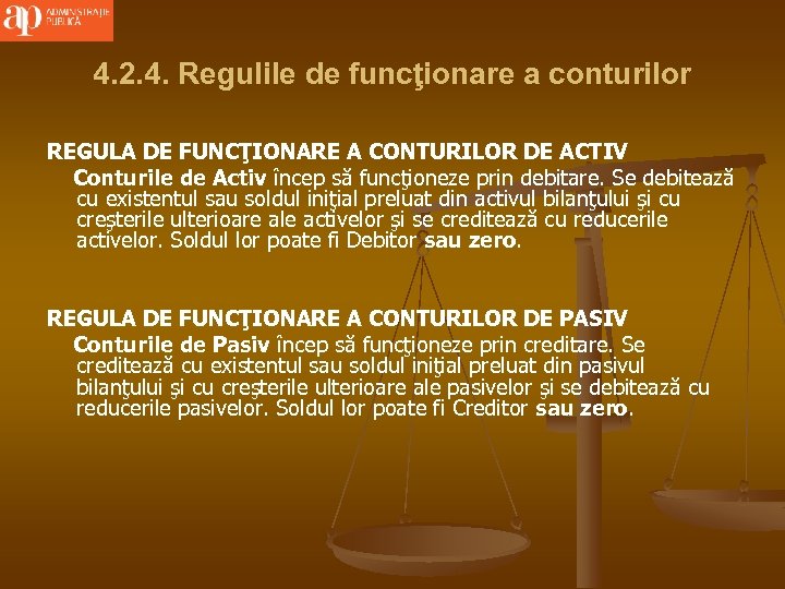 4. 2. 4. Regulile de funcţionare a conturilor REGULA DE FUNCŢIONARE A CONTURILOR DE