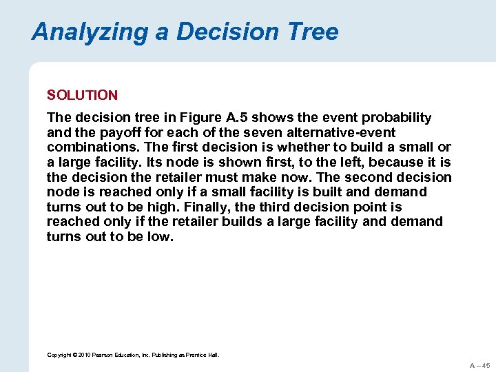 Analyzing a Decision Tree SOLUTION The decision tree in Figure A. 5 shows the