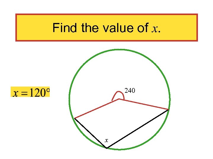 Find the value of x. 240 x 