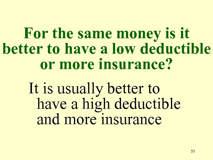 For the same money is it better to have a low deductible or more