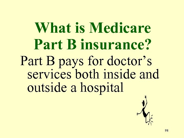 What is Medicare Part B insurance? Part B pays for doctor’s services both inside