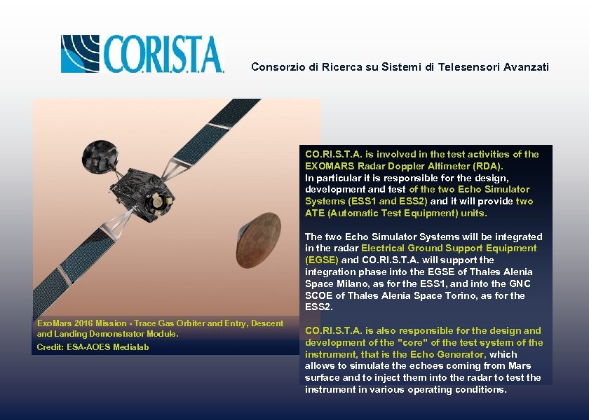 Consorzio di Ricerca su Sistemi di Telesensori Avanzati CO. RI. S. T. A. is