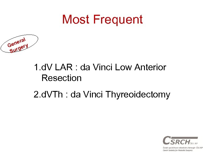 Most Frequent al ner y Ge ger Sur 1. d. V LAR : da