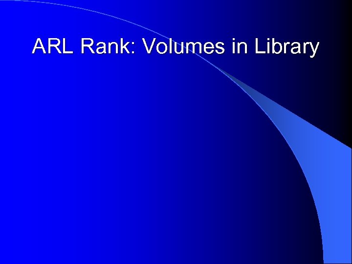 ARL Rank: Volumes in Library 