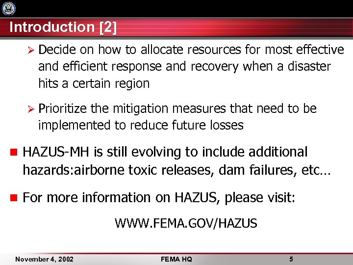 Introduction [2] Ø Decide on how to allocate resources for most effective and efficient