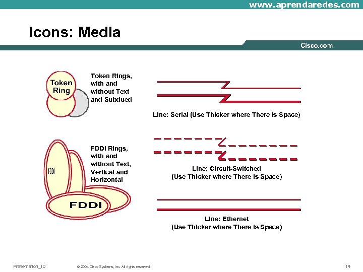 www. aprendaredes. com Icons: Media Token Rings, with and without Text and Subdued Line: