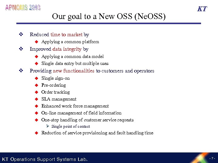 Our goal to a New OSS (Ne. OSS) v Reduced time to market by