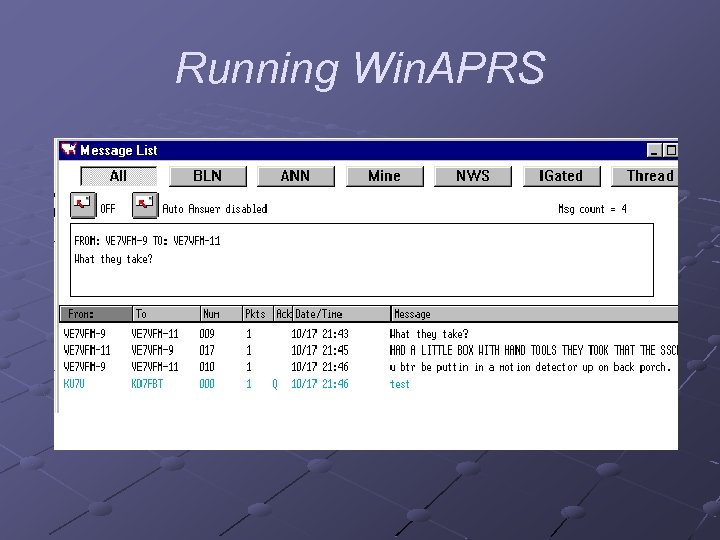 Running Win. APRS 