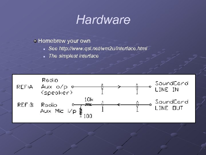 Hardware Homebrew your own n n See http: //www. qsl. net/wm 2 u/interface. html