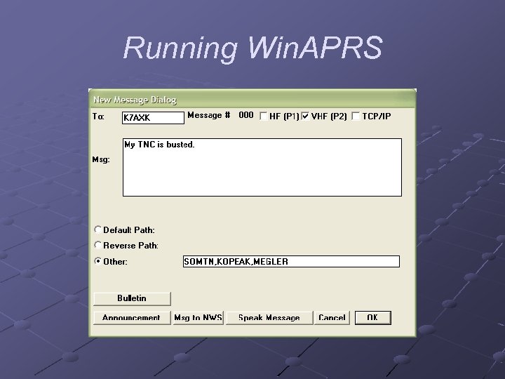 Running Win. APRS 