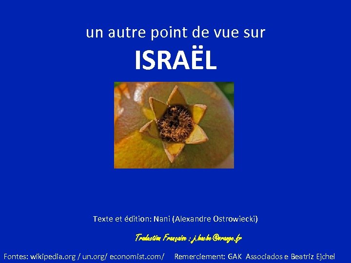 un autre point de vue sur ISRAËL Texte et édition: Nani (Alexandre Ostrowiecki) Traduction