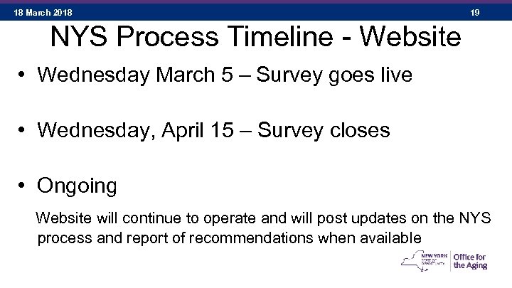 18 March 2018 19 NYS Process Timeline - Website • Wednesday March 5 –