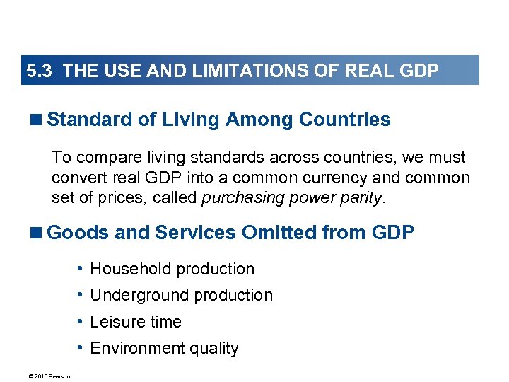 5. 3 THE USE AND LIMITATIONS OF REAL GDP <Standard of Living Among Countries