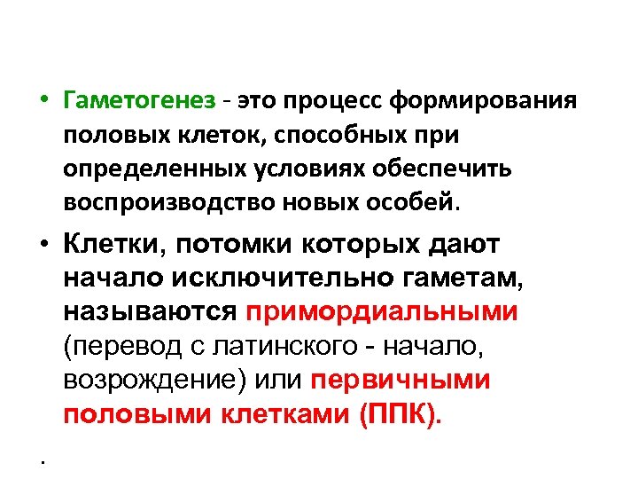  • Гаметогенез - это процесс формирования половых клеток, способных при определенных условиях обеспечить