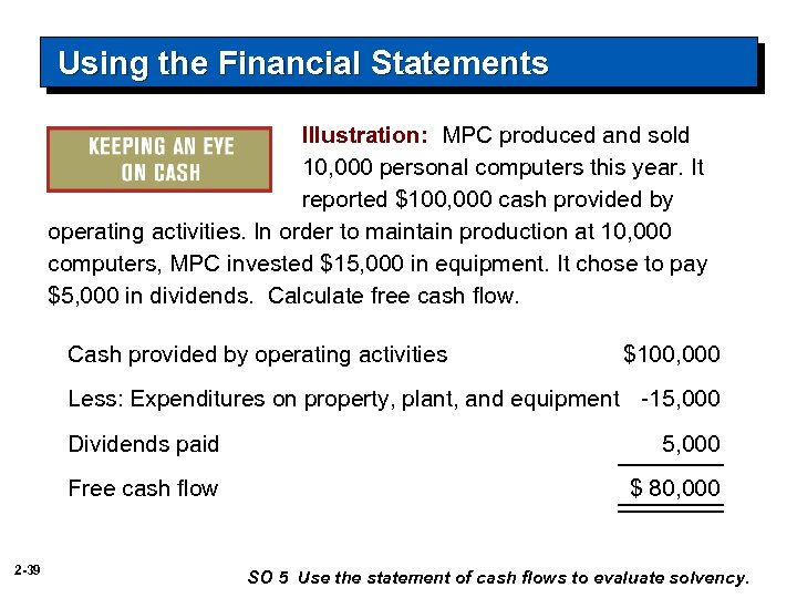 Using the Financial Statements Illustration: MPC produced and sold 10, 000 personal computers this