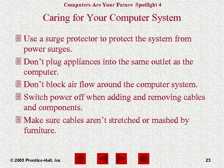Computers Are Your Future Spotlight 4 Caring for Your Computer System 3 Use a