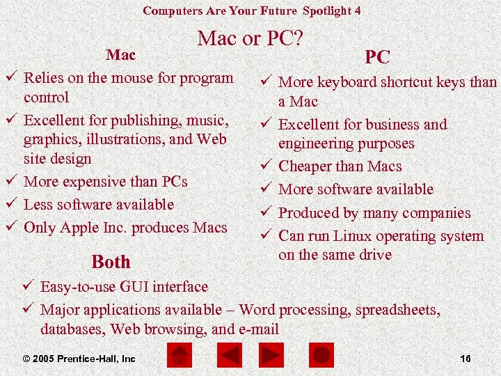 Computers Are Your Future Spotlight 4 Mac or PC? ü ü ü Mac Relies