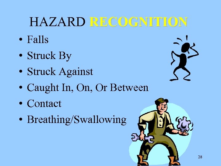 HAZARD RECOGNITION • • • Falls Struck By Struck Against Caught In, Or Between