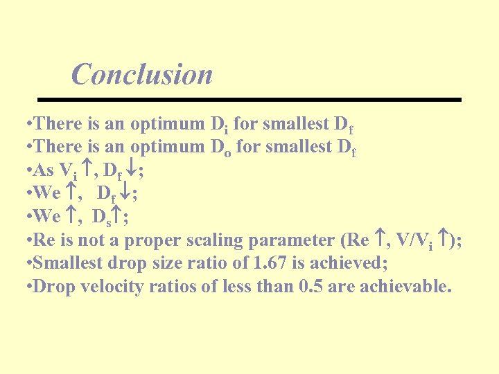 Conclusion • There is an optimum Di for smallest Df • There is an