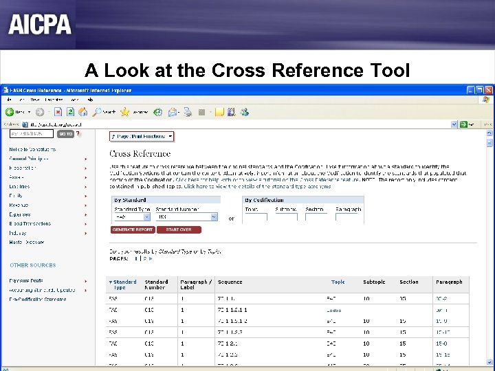 A Look at the Cross Reference Tool 
